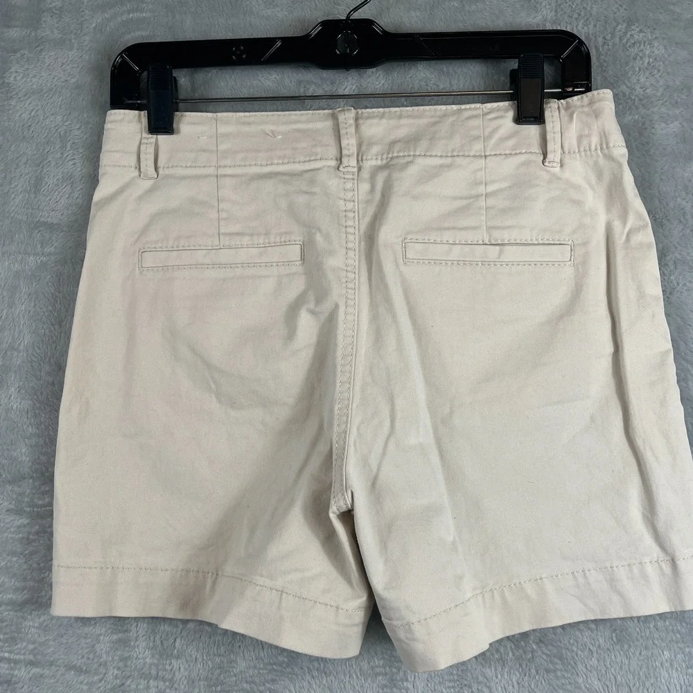 LOFT Womens Sz 2 Washed Twill Shorts Belt Loops Light Tan Classic Preppy Casual - Picture 4 of 9